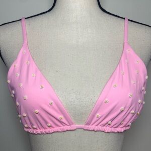L*Space Beaded Brittany Bikini Top in Crystal Pink XL NWOT